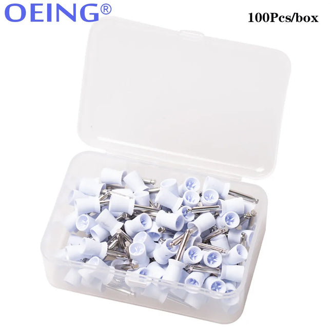 OEING 100pcs/box Dental Polishing Cup Tooth Polish Colorful Rubber Brush Polisher Prophy for Low Speed Handpiece Oral hygiene