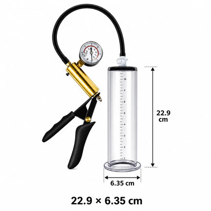 Male Vacuum Pump with Acrylic Cylinder and Metal Pressure Gauge, Stamina Desensitizing Training Device for Home Use