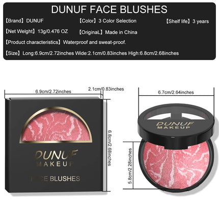 3 Color Blush Palette Waterproof Lightweight Breathable Long Lasting Smooth Baked Powder Blusher Correcting Foundation 60g