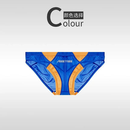 Sexy Transparent Men's Underwear Low Waist Panties Ice Silk Breathable Ultra-Thin Smooth Rear Drainage Line Triangle Design