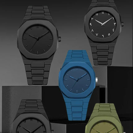 Men's Casual Lightweight Sports Business Watch Minimalist Design Plastic Strap Quartz Wristwatch