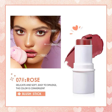 QIBEST Multi-functional Makeup Balm Pearlescent Highlights Stick Cheek Blush Brighten Highlight Stick Lip Balm Contour Pen