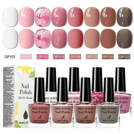 8pcs Red Series Water-Based Nail Polish Set Long Lasting Quick Drying Without Lamp Cure Nail Supplies Vernis for Nails Manicure