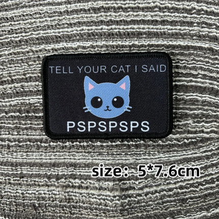 Cat Patch Embroidery on Clothes Cute Animal Morale Badge Tactical Equipment Hook and Loop Patches Backpack Stickers