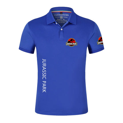 Jurassic Park Summer Casual Sports Ice Silk Quick-drying Breathable Lapel Collar Short-sleeved Solid Color Polo Shirt