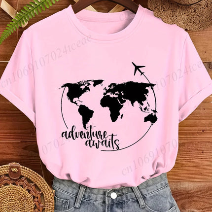 Travel Shirt,Vacation T-Shirts,World Map Tops Tees,Airplane Mode Women's Men T-Shirts,Adventure Tee Clothing,Traveler Gift