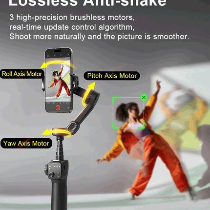 AOCHUAN 3-Axis Handheld Gimbal Phone Stabilizer with Extension Rod  8.0 Anti Shake Face Tracking for Phone Outdoor Shooting Vlog
