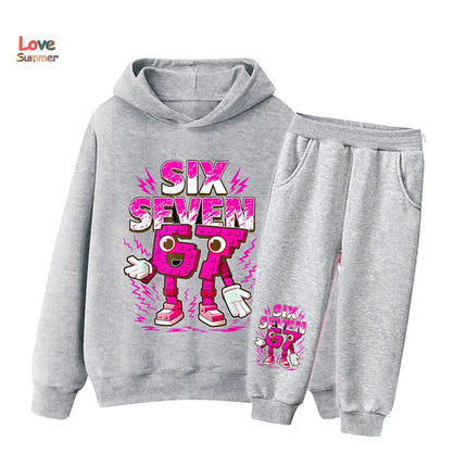 67 Six Seven hoodie pant 2pcs boys girls Italian Brainrot Kid Girl Sweatshirt 2pcs Suit Hoody Baby Casual Tracksuit