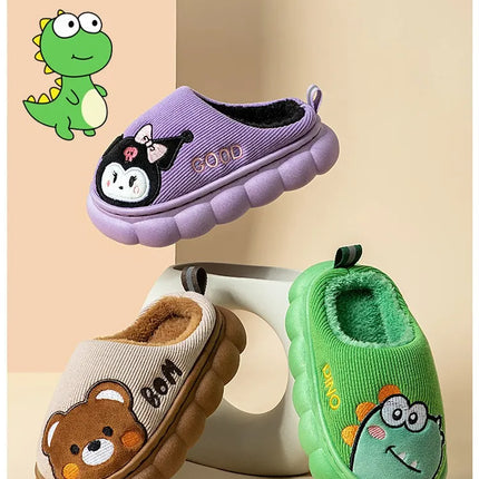 Autumn Winter Children Cotton Slippers Boys Toddler Indoor Anti Slip Warm Home Slipper Kids Girls Baby Cute Cartoon Plush Shoes