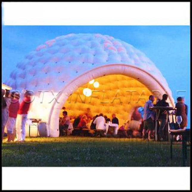 Stock Party Events Outdoor Oxford Material Half Inflatable Dome Tent With Led Lights Blower White Inflatable Igloo Dome House