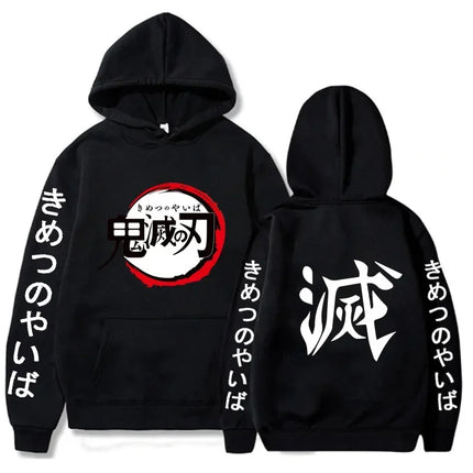 Popular Anime Print Hoodies Demon Slayer Blade Warm Fleece Japanese Street Kamado Nezuko Custom Men's Sweater Pullover Hoodies