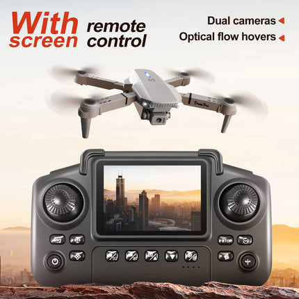 E88 Pro 4K New Upgraded Drone Dual-Camera HD Aerial Photography Dron with Screen Foldable Quadcopter RC Toy for Kids Boys Gifts