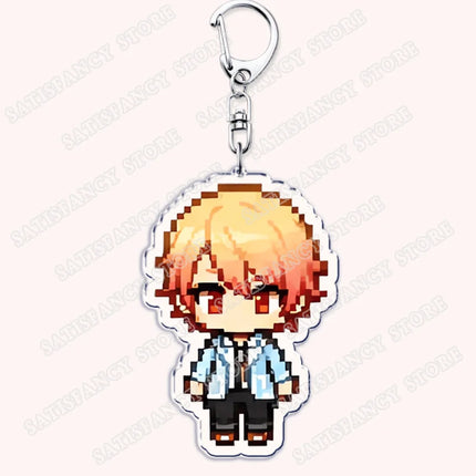 Cute Pixel Chibis Keychains for Accessories Touya Emu Rui Akito Tsukasa Virtual Singers Key Chains Jewelry Keyrings Fans Gifts