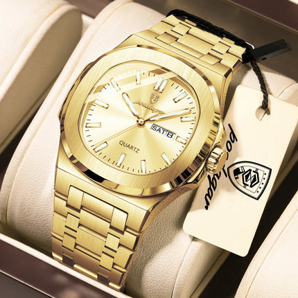 POEDAGAR Exquisite Fashion Men's Watches Waterproof Luminous Date Week Men Watch Stainless Steel Quartz Casual Classic Man Watch