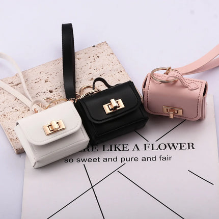 Mini Leather Openable Small Bag Keychain Pu Leather Hand Strap Coin Purse Accessories Pendant Mobile Phone Bag Jewelry Gift