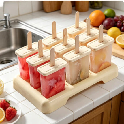 DIY Popsicle Ice Cream Mold, Homemade Ice Lolly Box with Plastic Sticks, Multi-use Ice Cube Tray Kitchen Gadget