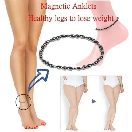 Black Magnetic Black Gallstone Anklet Men Women Lymphatic Detoxification Magnetic Therapy Weight Loss Slimming Bracelet