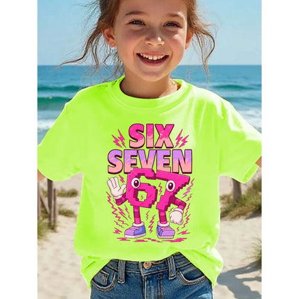 Cute Girl 67 Elements Cute Children's Fun Pattern 3D Printed Children's Clothing Comfortable Daily Girl Short Sleeve T-Shirt
