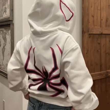 Full Zip Up Spider Hoodie Women Men Streetwear Harajuku Graphic Oversized Jacket Hood Shirt Punk Gothic Y2K Clothes Sweatshirt