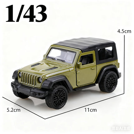 Packaged 1/43 New Alloy Jeep Wrangler Rubicon Pull-Back Off-Road Model, Three-Door Metal Model, Exquisite Gift for Children