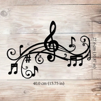 Art Deco Iron Wall Art, Musical Notes Wall Sculpture Indoor Outdoor Decor, 15.74x10.87 Inch Durable Gift