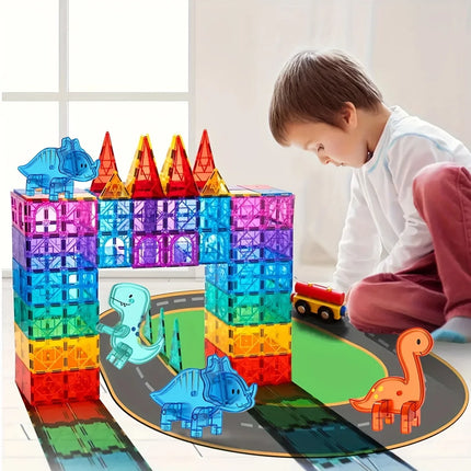 Magnetic building blocks with magnetic pieces, featuring animal designs. Suitable for children as architects. Ideal gift for boy