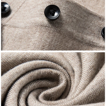 Worsted wool Men POLO Neck  Pullover Long Sleeve Lapel Sweaters Loose Warm Knitted Tops Spring Autumn New Style Men’s Clothing