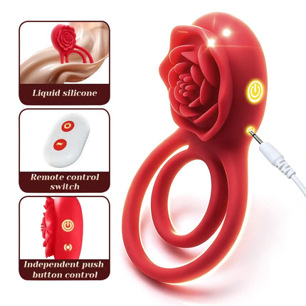 Silicone Pink Vibrating Cock Ring G-spot Clitoral C-spot Stim Male Delay Ring Breast & Testicle Massage Couples Adult Sex Toys