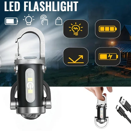 LED Keychain Flashlight, USB Rechargeable Mini Light, Perfect for Camping Hiking Reading Fishing