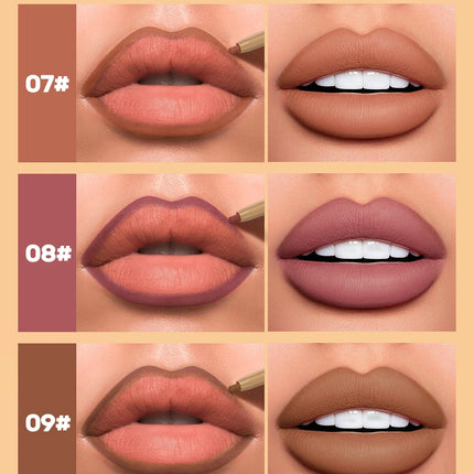 With Silicone Brush Lip Liner Pen Double-head Automatic Silky Soft Coffee Brown Smudging Full Lip Shape Outline Contour Makeup