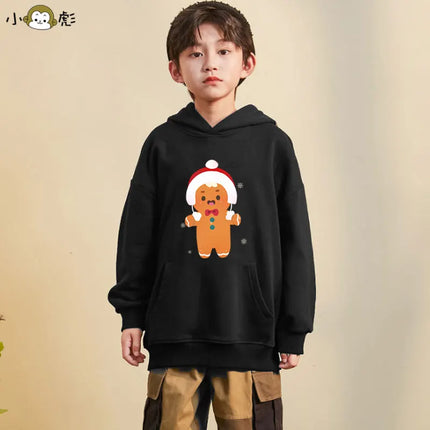 Christmas Reindeer Bear Santa Claus Children Hooded Sweatshirt Boy Girl Autumn Winter Daily Outdoor Casual Loose Warm Sportswear