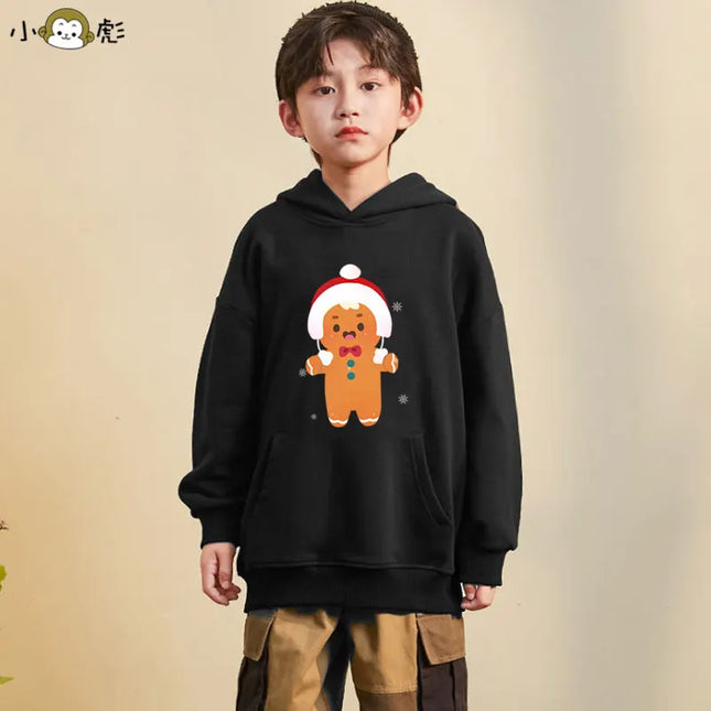 Christmas Reindeer Bear Santa Claus Children Hooded Sweatshirt Boy Girl Autumn Winter Daily Outdoor Casual Loose Warm Sportswear
