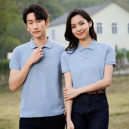 Summer 100% cotton overalls polo shirt custom company logo embroidered lapel short-sleeve T-shirt printing