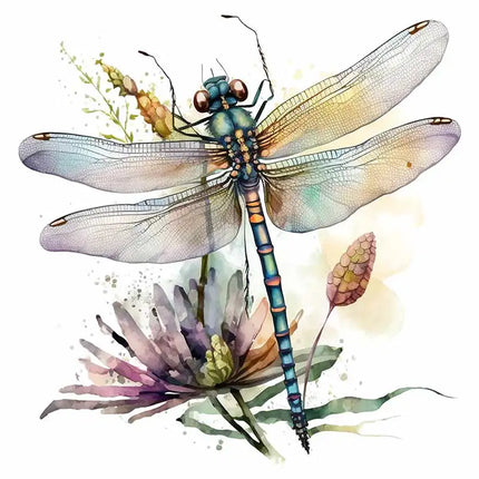 M739 Beautiful flowers and Dragonfly Insect Wall Sticker Kids Room Bedroom Home Decoration Wallpaper Self Adhesive Decals
