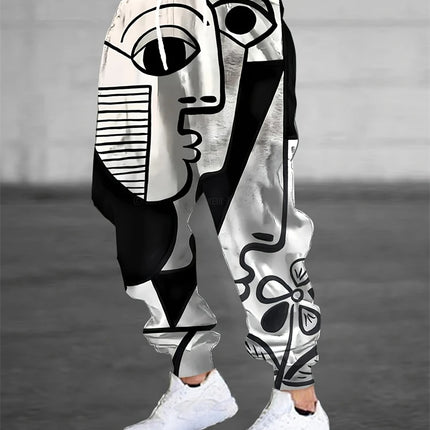 2025 New Men's Building Block Print Casual Pants Hip-Hop Street Style Drawstring Sweatpants Outdoor Fashion Men Drawstring Pants