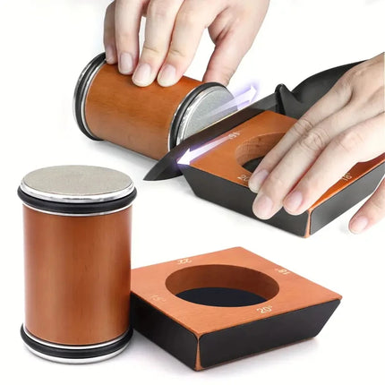 New Wooden【4 Angle】Rolling Knife Sharpener Kit For Straight Edge Roller Knife Sharpening With Industry Diamonds Chef Knife Set
