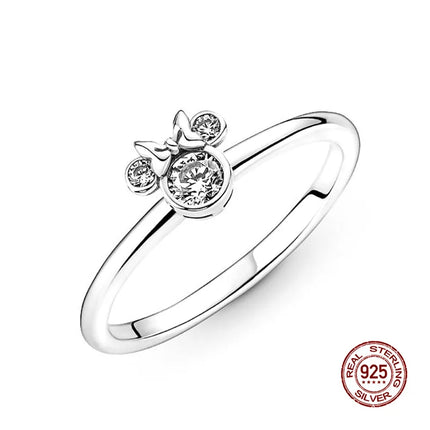 New 925 Silver Sun and Moon Love Princess Zircon Oxide Enamel Heart Love Ring Fashion Fine Jewelry For Women Gift Hypoallergenic