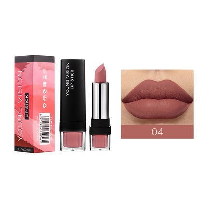 YOUNG VISION 12-Color Velvet Lipstick Long-Lasting Nude Waterproof Matte Non-Transfer Lipstick Women's Cosmetics Makeup