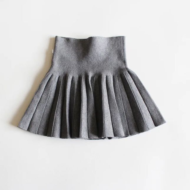 1pc Girls Knit Skirts Baby Autumn Winter Princess Pleated Skirts Children's Student High Waist Mini Tutu Skirts Kids Solid Dress
