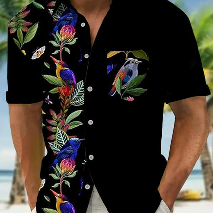 New Hawaii Spring/Summer Fashion Leisure Street Walk Tourist Beach Printed Full Open Short Sleeve Button Shirt, Quick Shipping