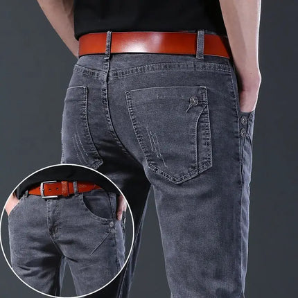 Denim Winter Velvet Thickened Slim-fitting Small Feet Elastic Casual Warm Men's Pants Cotton Trousers Jeans for Men Streetwear