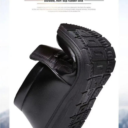 Men's Winter Thickened High-Top Cotton Shoes Warm Fleece Lined Leather Boots Anti-Slip Comfortable for Elderly And Dad