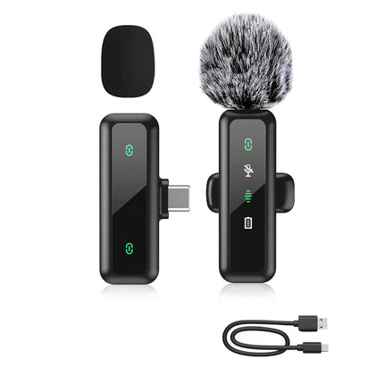 Wireless Lavalier Microphone with Noise Reduction for iPhone Android Phone/Laptop Live Vlog YouTube TikTok Audio Video Recording