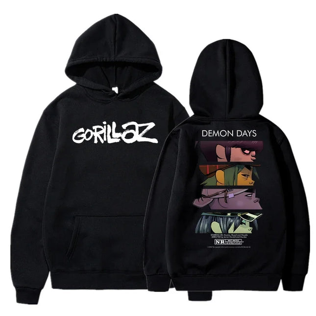 The Autumn and Winter Pullovers Long Sleeve Loose Soft Sweatshirt Streetwear Coat Gorillaz Printing Women and Men Hoodie