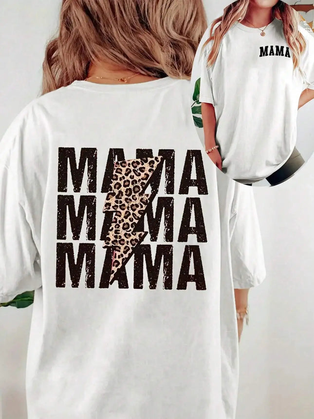 Lightning Leopard Pattern Mother'S Day Women's T-Shirts Fashion Cotton T-Shirts Street Hip Hop Clothing Loose Breathable T-Shirt