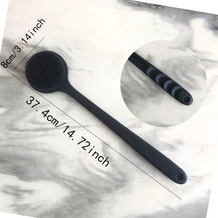 Silicone Bath Brush Long Handle Double-Sided Extended Bathing Scrubbing Massage Brush Back Scrubber for Men and Women