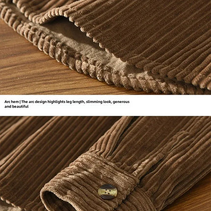 New Fashionable Corduroy Long Sleeve Men's Shirt Casual Loose-Fit Top Jacket High Quality Amazon Autumn/Winter Collection