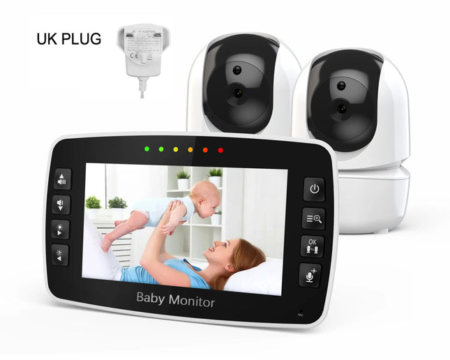 New Baby Monitor Two camera 4.3Inch Wireless With PTZ Camera High Security Camera Night Vision Temperature Monitoring Baby