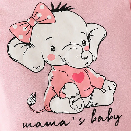 Baby Girl Set Newborn Clothes Cartoon Elephant Printed Onesie Long Sleeve Onesies Elastic Waist Pants Infant Outfits 0-18 Months