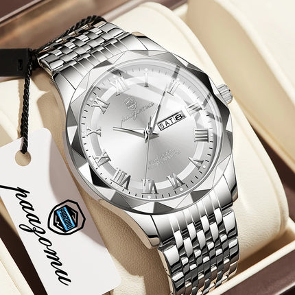 PAAZOMU 2025NEW Luxury Quartz Man Wristwatch Sport Men Watches Waterproof Luminous Date Stainless Steel Men's Watch